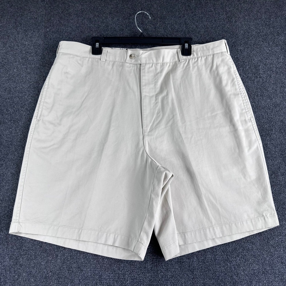Perry Ellis Shorts Mens 40 Beige Tan Cotton Chino Flat Front Casual Golf NWT